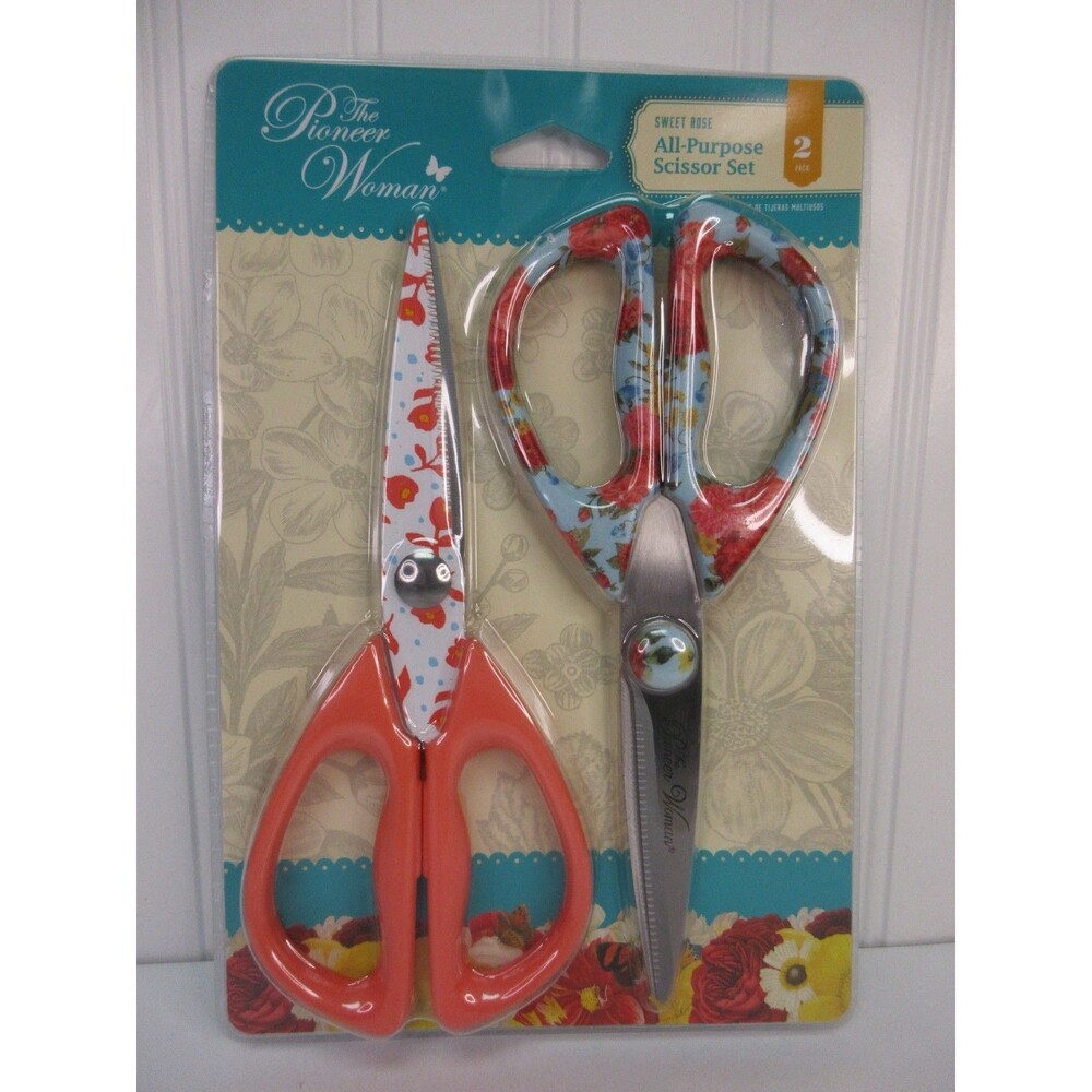 Pioneer Woman Sweet Rose Scissors All Purpose Shears Set Stainless Steel Floral